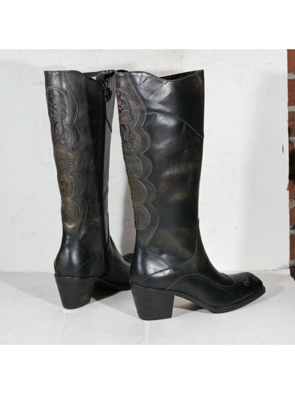 Siren by Mark Nason Becca 69158 Tall Leather Boots Dusk Color Rivets Deadstock W - Picture 3 of 9